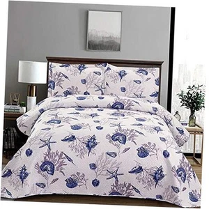 Twin Size Quilt Set Beach Quilt Bedding Twin Quilts Bedspread Coverlet Coastal - Picture 1 of 7