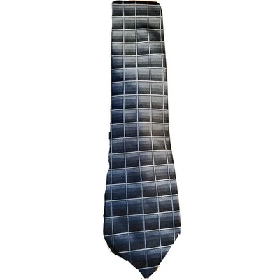John Ashford Men's Gray Blue Plaid Silk Dress Tie - Image 1 of 4