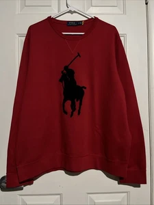 Polo Ralph Lauren Sweatshirt Chenille Big Pony Doppelstrick Rundhals Rot Herren XL - Bild 1 von 6