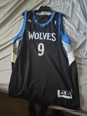 Rick Rubio Minnesota Timberwolves NBA Jersey Men XL Black Adidas #9 Sewn Vtg - Image 1 of 4