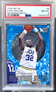 Karl Malone 1996-97 Fleer Metal Maximum Metal #5 SP Insert HOF Utah Jazz PSA 8 - Picture 1 of 2