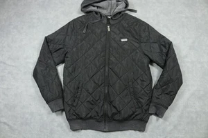 Vans Jacket Mens Medium Black Quilted Hooded Full Zip Bomber Skate Sherpa Lined - Picture 1 of 8
