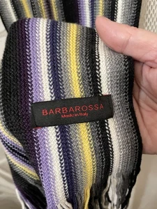 Barbarossa Strickschal 68x9 mehrfarbig Streifen mit Fransen hergestellt in Italien gebraucht, in einwandfreiem Zustand - Bild 1 von 5