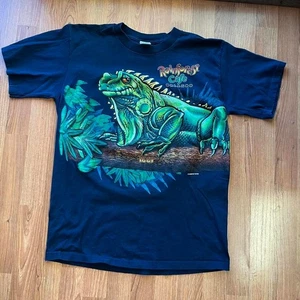 Vintage 90s Rainforest cafe iguana AOP nature graphic tee | size L - Picture 1 of 6