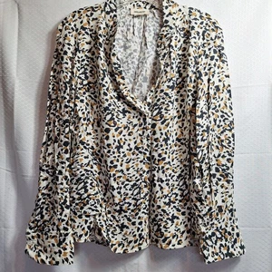 ZADIG & VOLTAIRE Popover Top Sz M Animal Print Neutral Boho Chic Lagenlook EUC! - Picture 1 of 7