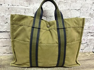 Hermes Vert Aris Damen Tasche Armeegrün Canvas Taschen 12”x15” - Bild 1 von 16
