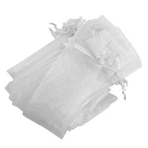 50 pezzi organza bianca con coulisse pieghevole ventaglio a mano sacchetto festa matrimonio bomboniera2352 - Foto 1 di 8