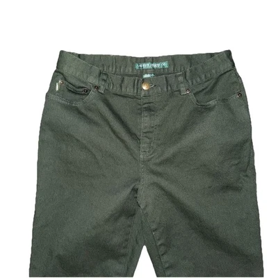 Pantalones informales Lauren Ralph Lauren para mujer de pana verde frente plano talla 6 Foto 1 de 4