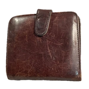 Vintage Coach Continental Leather Wallet Bifold Framed Kisslock Mahogany Brown - Picture 1 of 16