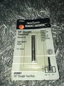 New Black & Decker 1/4” Straight Two Flute Router Bit With 1/4” Shank U58987 - Picture 1 of 3
