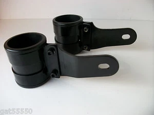 Satin Black Motorcycle Headlight Brackets 54-57mm For Brat Custom Street Chopper - Picture 1 of 4