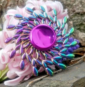 Rainbow Flower Metal Fidget Spinner Toy Boys Girls Kids Adults ADHD Focus - Picture 1 of 12