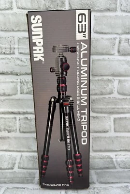 Sunpak - TravelLite Pro Reverse Folding 63" Tripod - Black with red accents +bag - Image 1 of 2