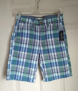 NAUTICA BOY'S COBALT PLAID CHINO SHORTS, SIZE 12 - Picture 1 of 3