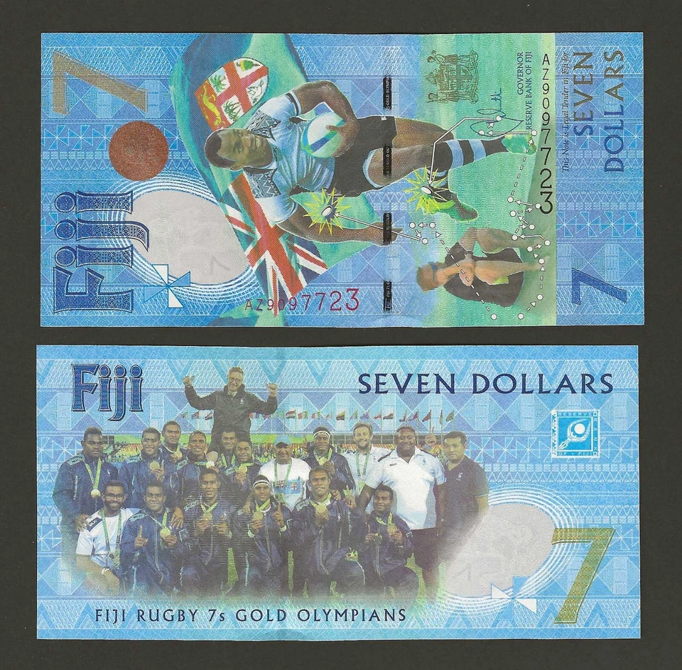 FIJI 7 Dollars 2016 (2017), P-120* AZ Prefix Replacement, Rugby Commem, UNC - Image 1 of 1