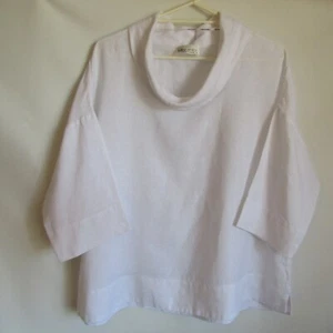 Fella Hamilton 16 White 100% Linen Tunic Top Cowl Neck Half Sleeves - Picture 1 of 13