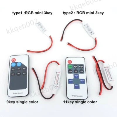 12V mini RGB single Led SMD Strip light 9 11 Key Remote Controller DC connector - Image 1 of 4