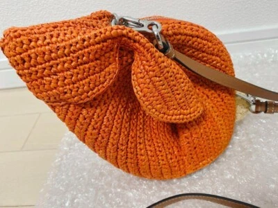 Loewe bunny mini shoulder Bag pochette rabbit orange brown Raffia calf leather - Image 1 of 4