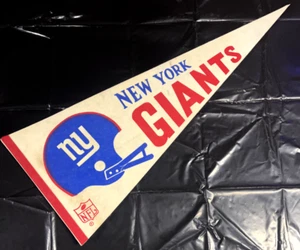 New York Giants Vintage NFL Pennant 2 Bar Helmet RARE Full Size Stained - Picture 1 of 2