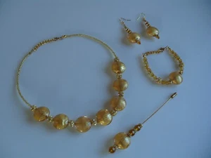 Necklace+Earrings+Bracelet+Brooch Parure Original Murano Glass Jewelry Glass - Picture 1 of 12