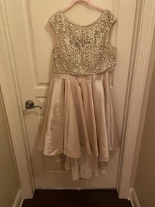 JJ's House A-line Scoop Asymmetrical Taffeta Tulle Lace Homecoming Dress US 16 - Picture 1 of 10
