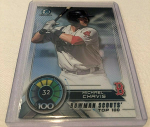 2018 Bowman Chrome Baseball Michael Chavis Boston Red Sox Scouts Top 100 #32