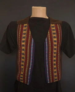 Peru 1989 Peruvian Andean Pattern Ethnic Unisex Hippie Boho Multicolor Vest - Picture 1 of 9