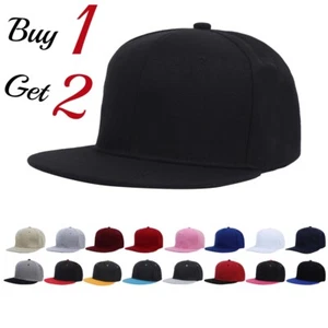 Snapback Hat Flat Visor Baseball Cap Trucker Solid Plain Blank Men Hip Hop NEW - Picture 1 of 17