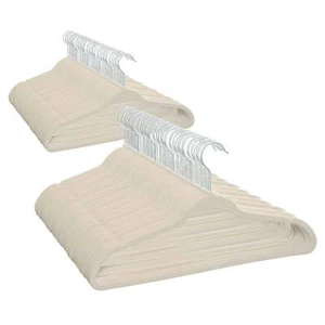 100 Pack, Beige, Space Saving Non-Slip Velvet Adult Clothes Hangers - Picture 1 of 4