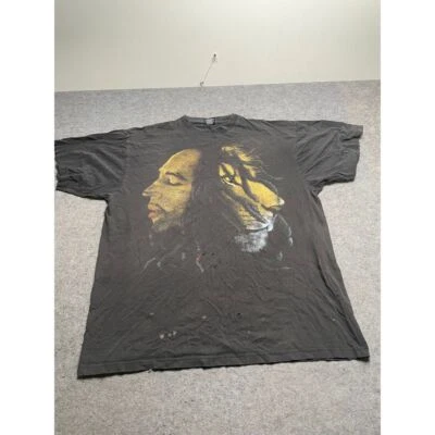 Camiseta gráfica vintage Justee Bob Marley retrato de leão reggae estampa dourada 2XL - Imagem 1 de 4