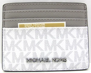 NUEVO CON ETIQUETAS Auténtico MICHAEL KORS JET SET Esencial PVC/Cuero Estuche para Tarjetas Blanco Brillante - Imagen 1 de 4