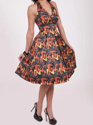 Vestido Bettie Page by Tatyana Boomerang Circular Talla S VLV 1950’s Repro Halter Vestido Foto 1 de 3