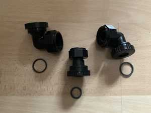 (Aqualisa 257511) 1xAuslass & 2x Einlassbogen Neu mit Gummischeiben 15mm - Bild 1 von 7