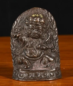 1.9''Old Tibet Tibetan Bronze Buddhism Mahakala Wrathful Deity Buddha Statue - Imagen 1 de 7