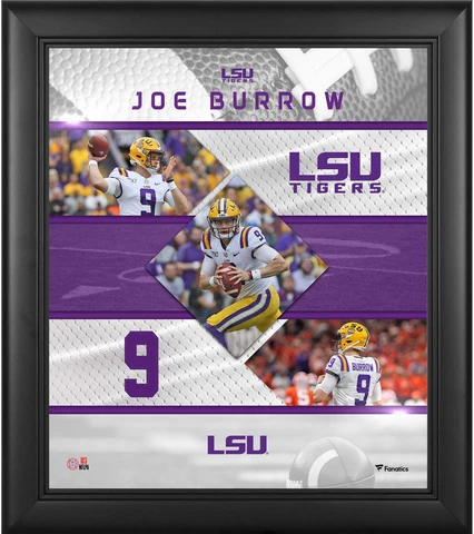 Joe Burrow LSU Tigers Framed 15" x 17" Stitched Stars Collage Cover