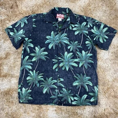 Camisa Hawaiana RJC Para Hombres Talla Grande Abotonada Negra Palmera Tropical EE. UU. Foto 1 de 4