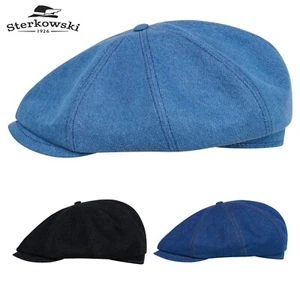 Berretto Sterkowski SHELBY Denim Vintage Stile Classico Vacanze Newsboy Blu/Nero - Foto 1 di 26