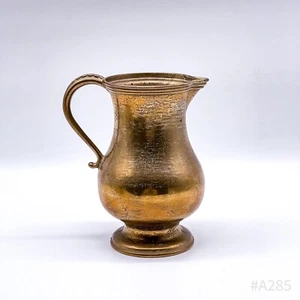 Art Nouveau Jug Brass with Handle, Bauchkanne, Messingkanne Solid 19cm - Picture 1 of 11