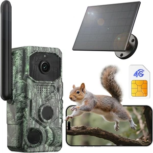 4G【Rilevamento PIR 3】Fotocamera Da Caccia Con SIM E App,2K Fototrappola Solare S - Foto 1 di 12