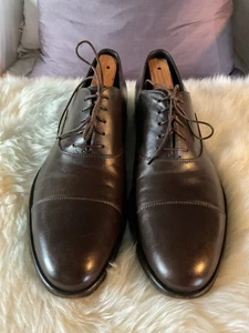 Ermenegildo Zegna Hombres CUERO GORRA PUNTERA Zapatos Oxford Marrón EE. UU. 8.5 Hecho en Italia - Imagen 1 de 8