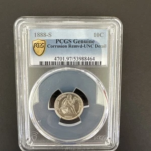 1888 S 10c sitzender Liberty Groschen PCGS UNC DETAIL Corr Remvd - Bild 1 von 5