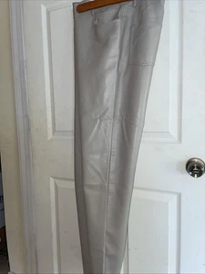 WILFRED Tan Beige HIGH WAISTED VEGAN LEATHER Straight Leg Pants Sz 12  (515) - Picture 1 of 5