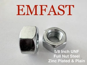 5/8 UNF hexagon Full nut steel zinc & self colour standard unified national fine - Picture 1 of 8