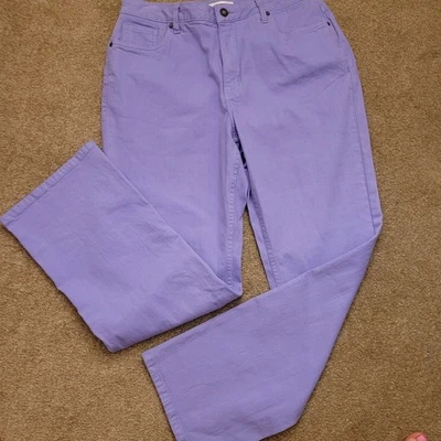 Pantalones de mezclilla clásicos Coldwater Creek ShapeMe W P12 tiro alto pierna recta púrpura nuevos con etiquetas Foto 1 de 4