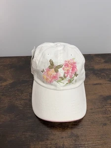 Cadre Athletics Women’s Baseball Hat Cap White Pink Floral Butterfly NWT - Picture 1 of 5