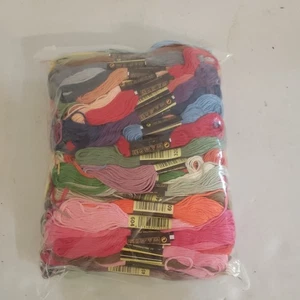 Embroidery Thread 100% Cotton Floss Large Assortment Colors 8M Sealed Bag 50 - Picture 1 of 2