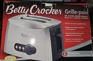 Betty Crocker 2 Slice Wide Slots Toaster, Multi-Function, Stainless Steel, New - Picture 1 of 3
