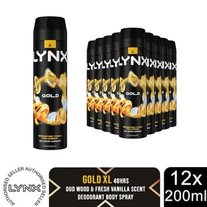 Lynx XL 48-H High Definition Fragrance Gold Body Spray Deodorant 12 Pk, 200ml - Picture 1 of 8