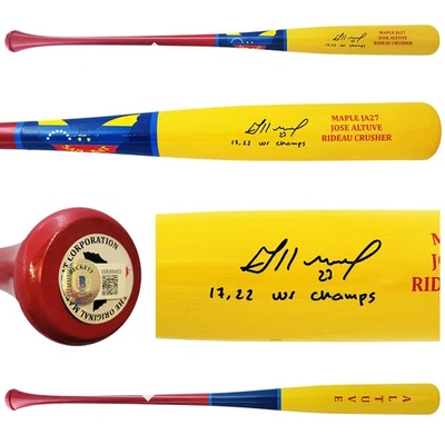 Jose Altuve Auto Yellow Sam Player Model Bat Astros 17 22 WS Champs Beckett Wit - Image 1 of 4
