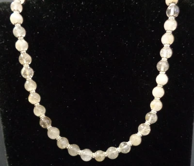 Handmade Golden Rutilated Quartz Bead Necklace, Bracelet & Earring Jewelry Set Foto 1 de 4